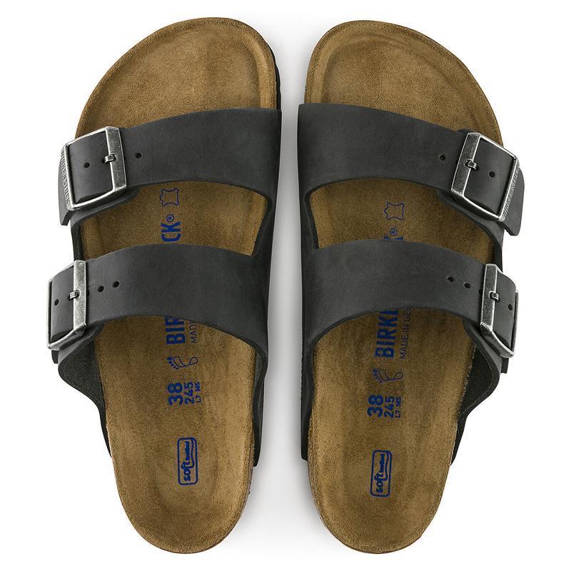 Birkenstock Oiled Læder Arizona Dame Sort | DK 48JPQ